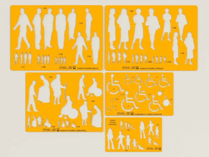 Human Figures Symbols (Bundle) - Drawing Stencil/Template