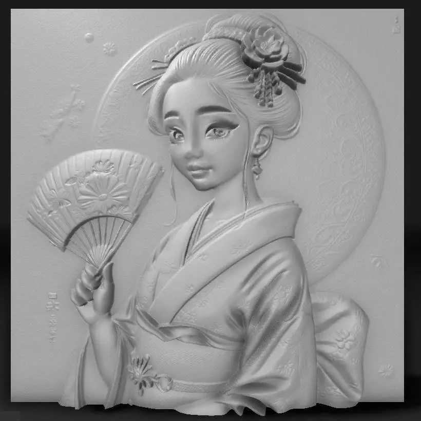 digital painting of a Japanese girl in a classic style