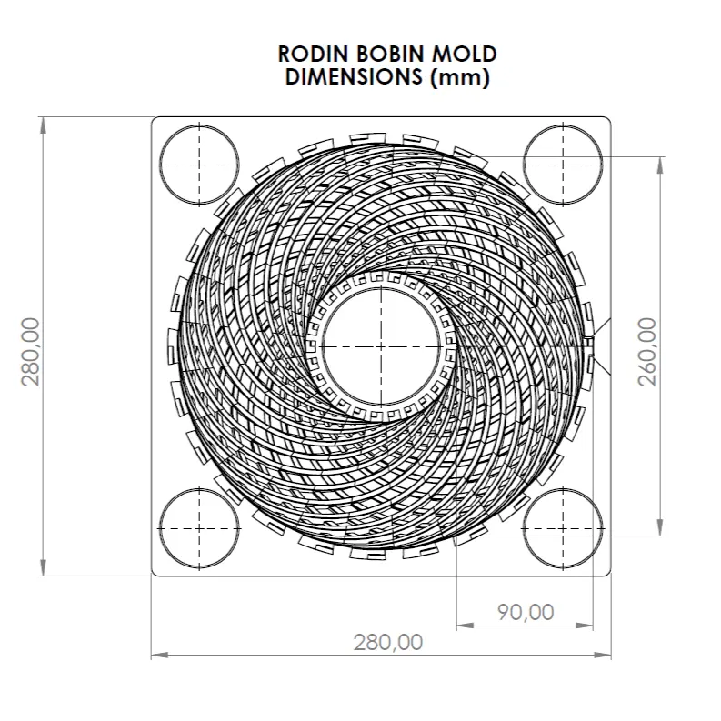 ABHA RODIN MOLDE BOBINA SILICONA - 260 X 260 X 90 MM 24 VUELTAS