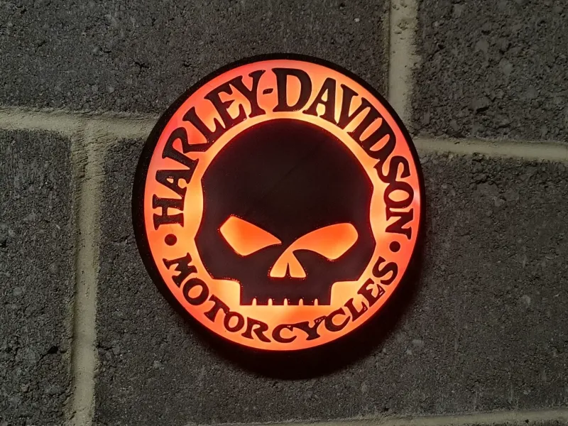 Harley Davidson Skull Motorcycles LED Boxlight Wall Mounted