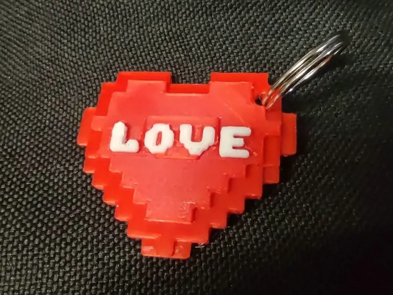 16-Bit Colorful Pixel Heart Keychain Blocky Valentine Gift