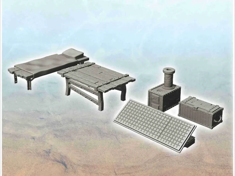 Kıyamet sonrası metal mobilya seti (2) - minyatürler wa