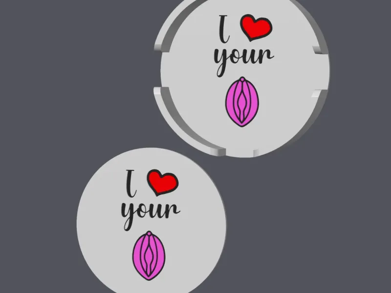 I Love Your Vagina - Round Coaster with Holder