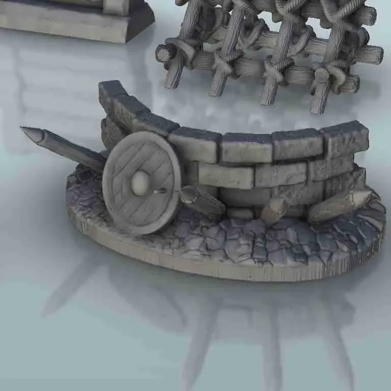 Medieval barricades set - miniatures warhammer terrain scene