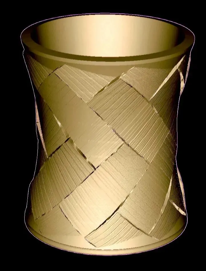 Simple Vase with a Wood like Herringbone Design 