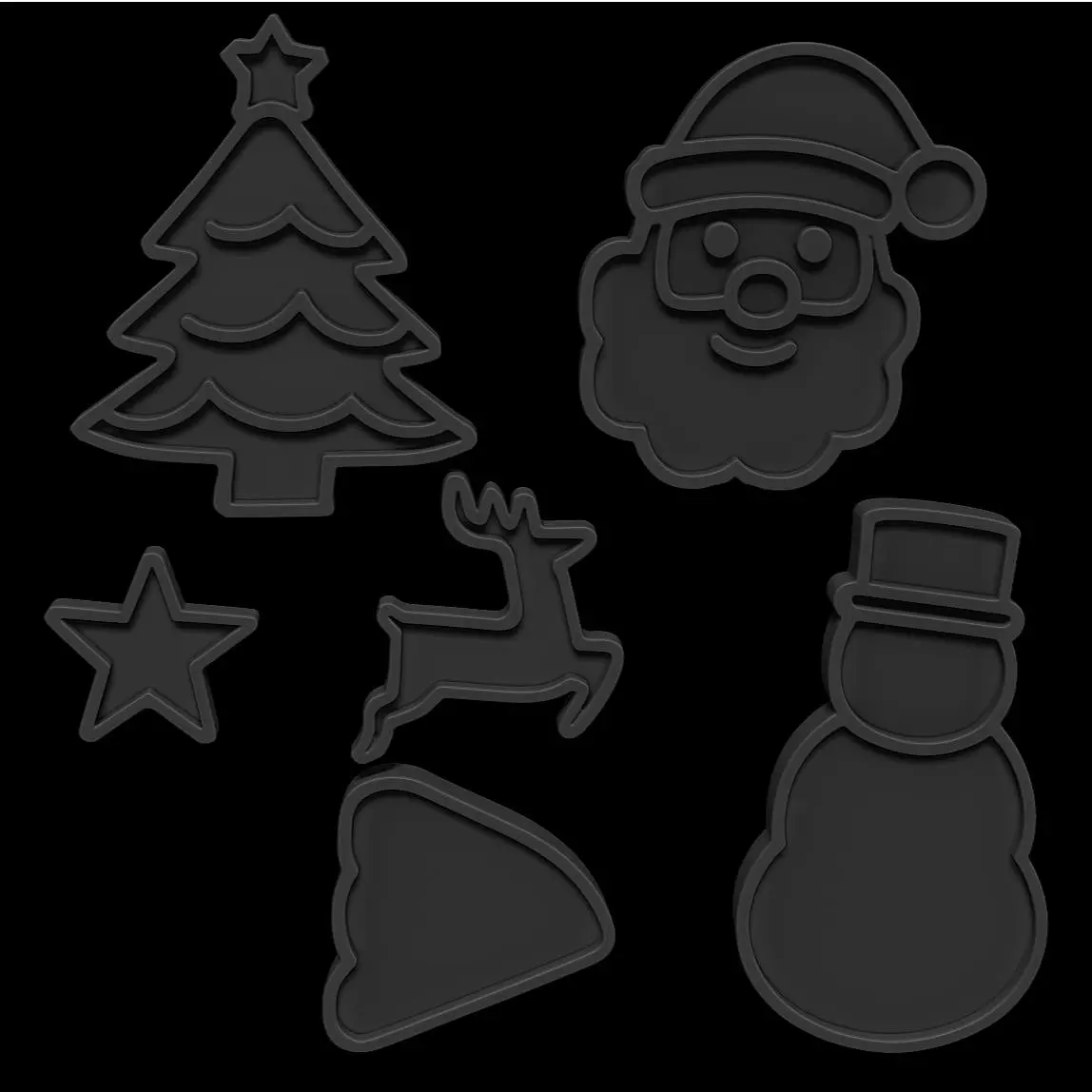 Hollow Christmas Cookie Cutter Set SantaTree Reindeer Snowma