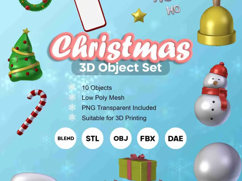 10 oggetti natalizi in 3D