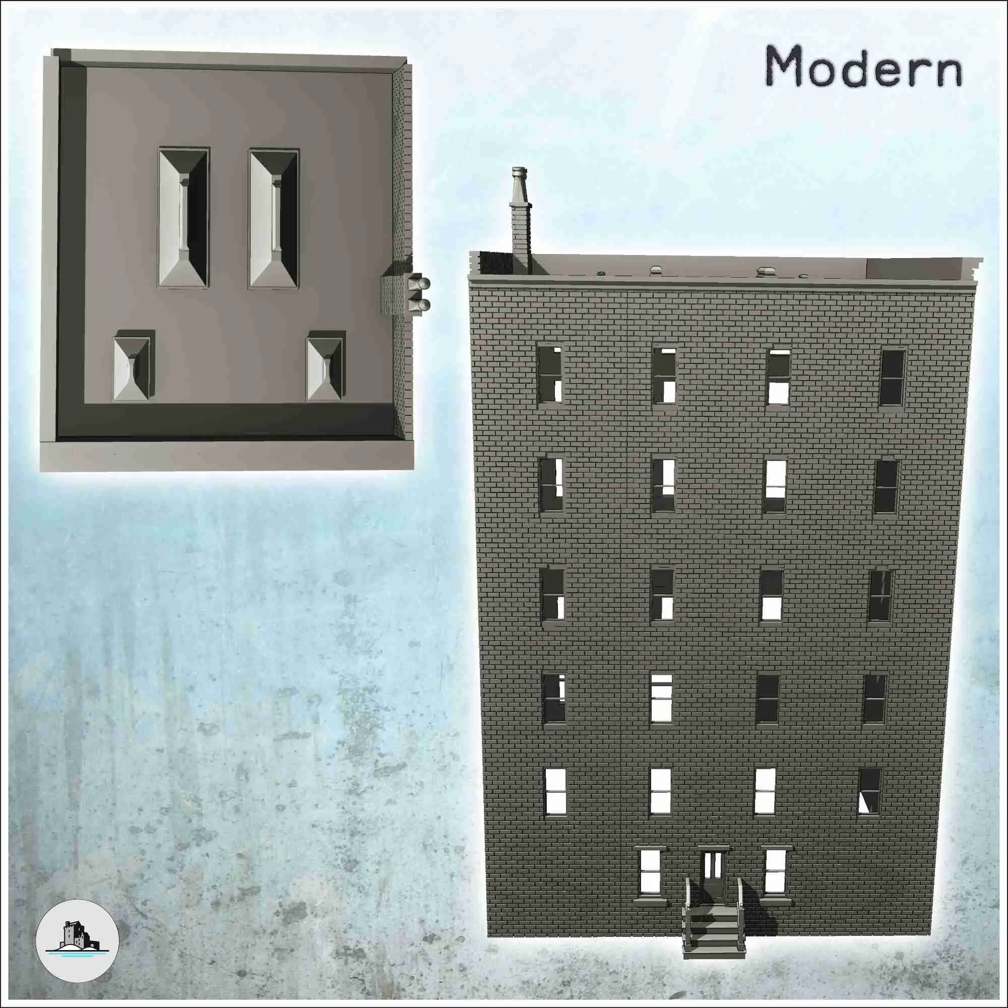 Gran edificio moderno con portal y escalera de entrada (20)