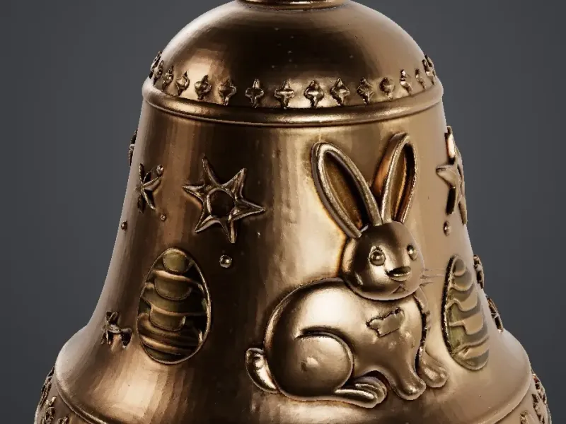 campana di pasqua con conigli e uova 