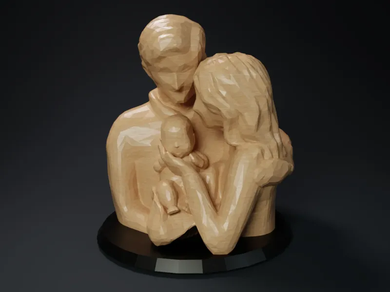 BLESSED FAMILY LOW POLY STATUE