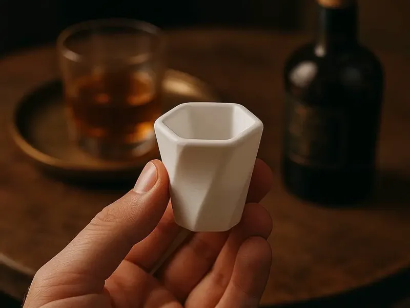 Vaso pequeño para aguardiente o bebidas alcohólicas.