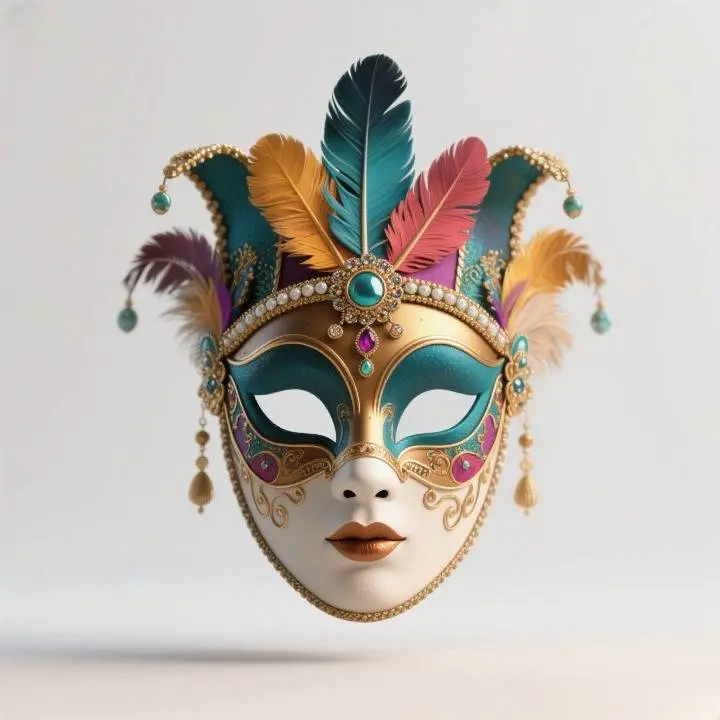 3861  Venetian Carnival Mask Color 3D Model minimalist  STL