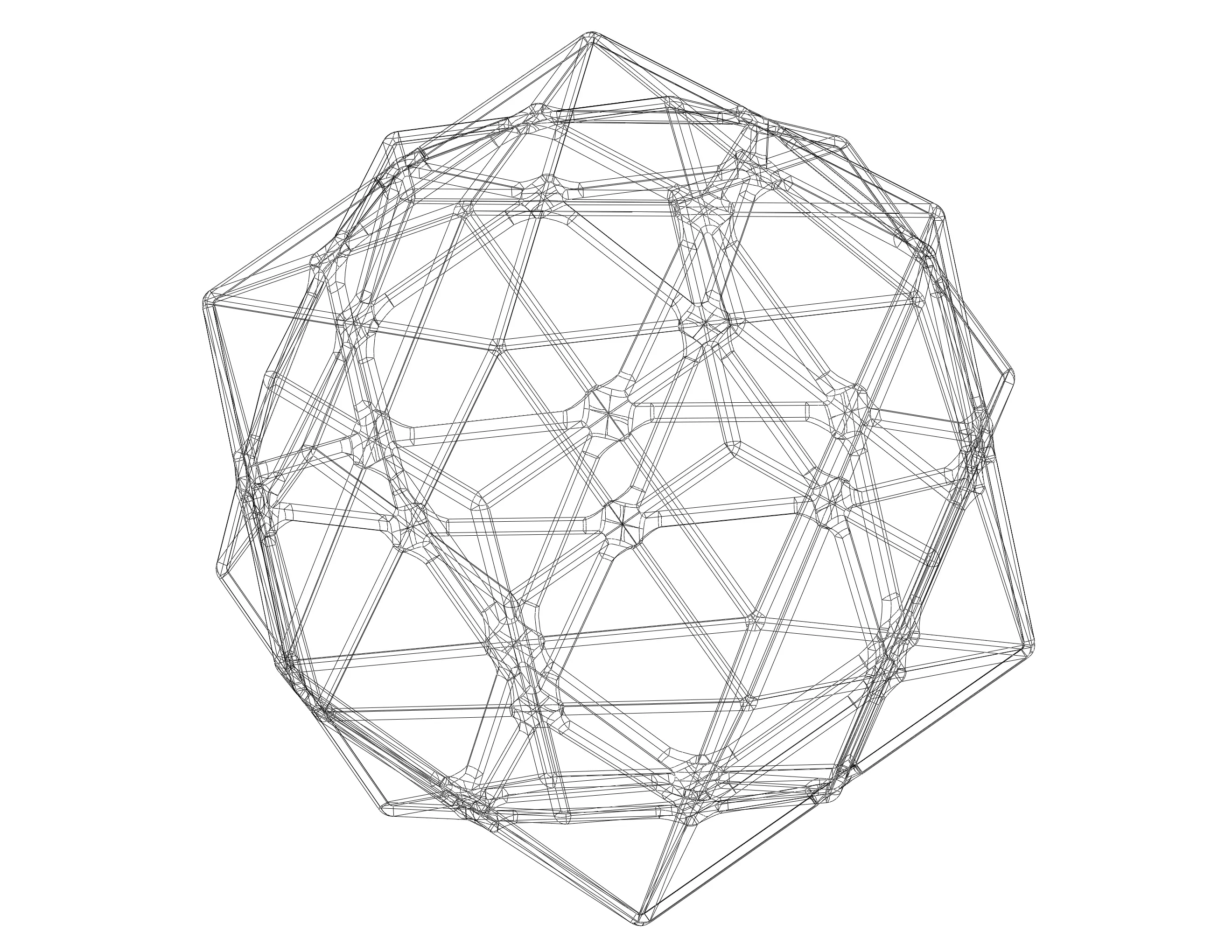 Formă Wireframe Compus din Dodecaedru și Icosaedru