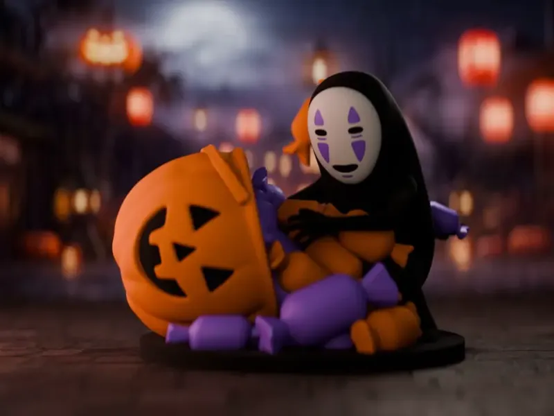 No-Face Halloween Figurine - Eating Candy Trick or Treat