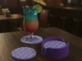 FLOWER PATTERN COASTERS AND HOLDER-0