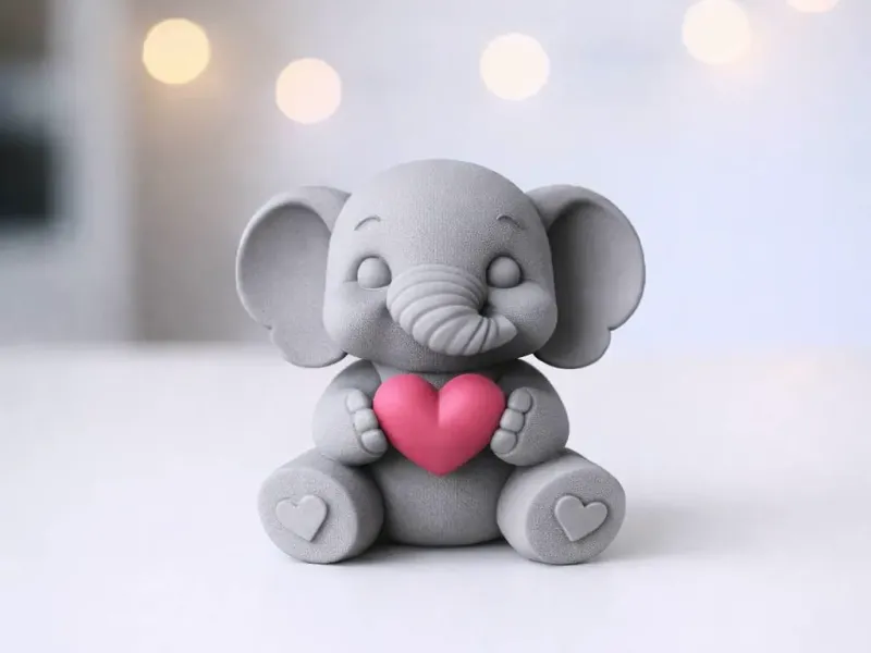 Elephant Figure Holding Heart