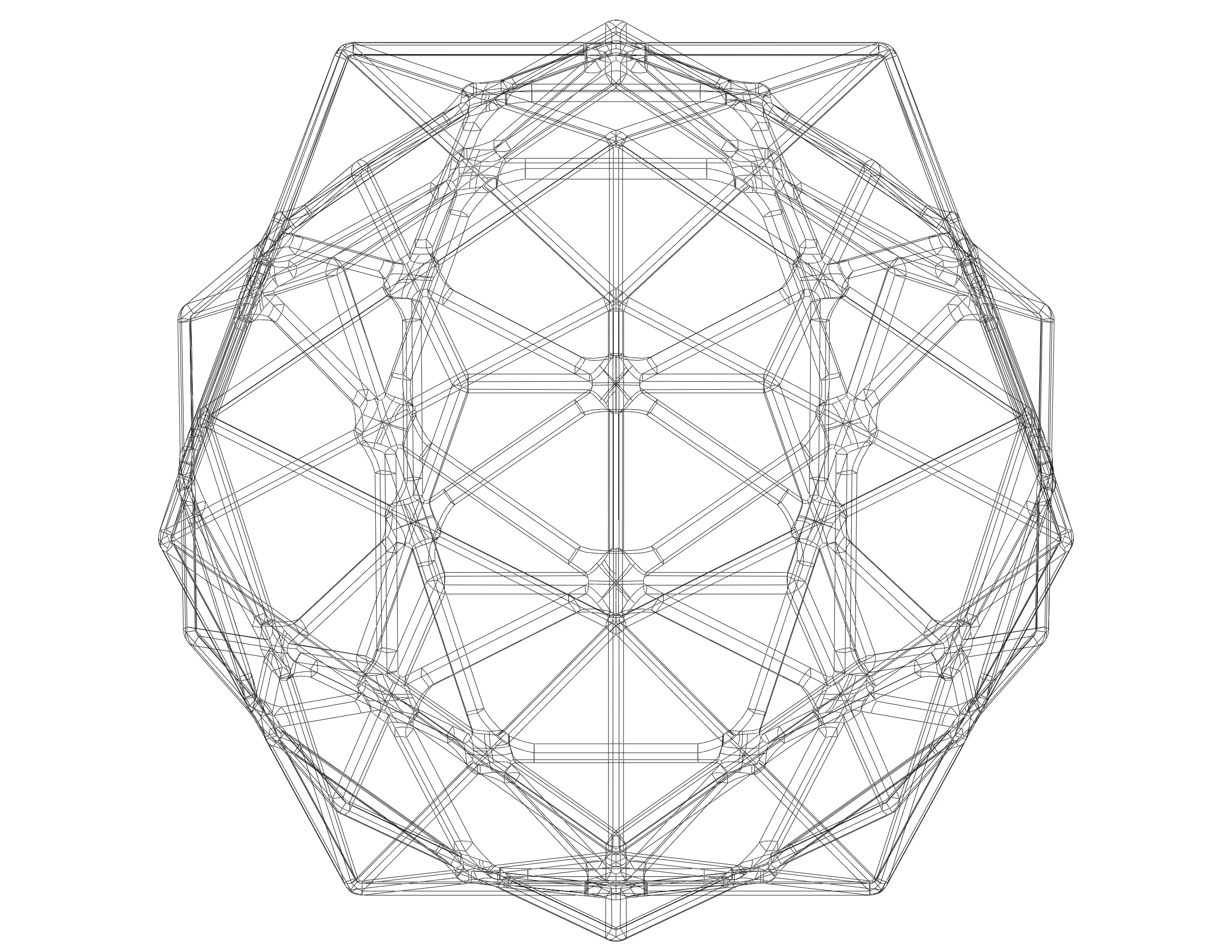 Formă Wireframe Compus din Dodecaedru și Icosaedru