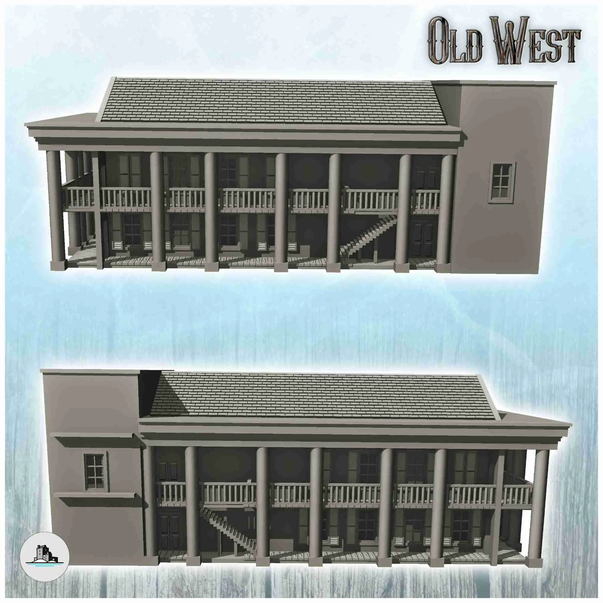 Greek revival western plantation mansion (20) - miniatures A