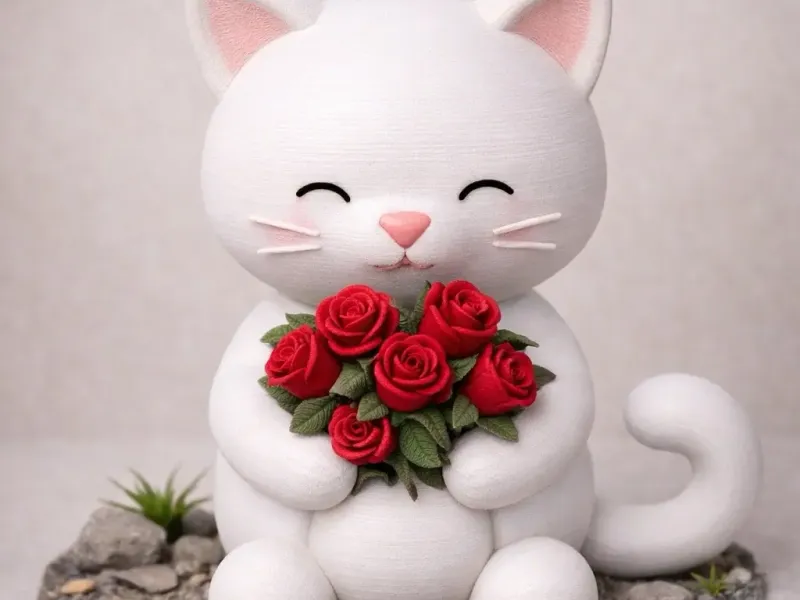 Cute Cat With Roses