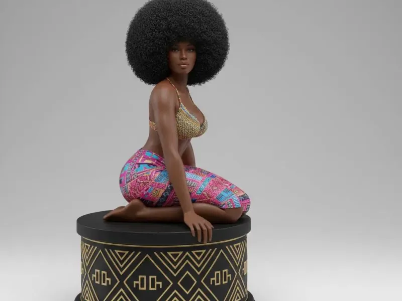 Afro Tribal Beauty Figurine – Seated Grace Pose