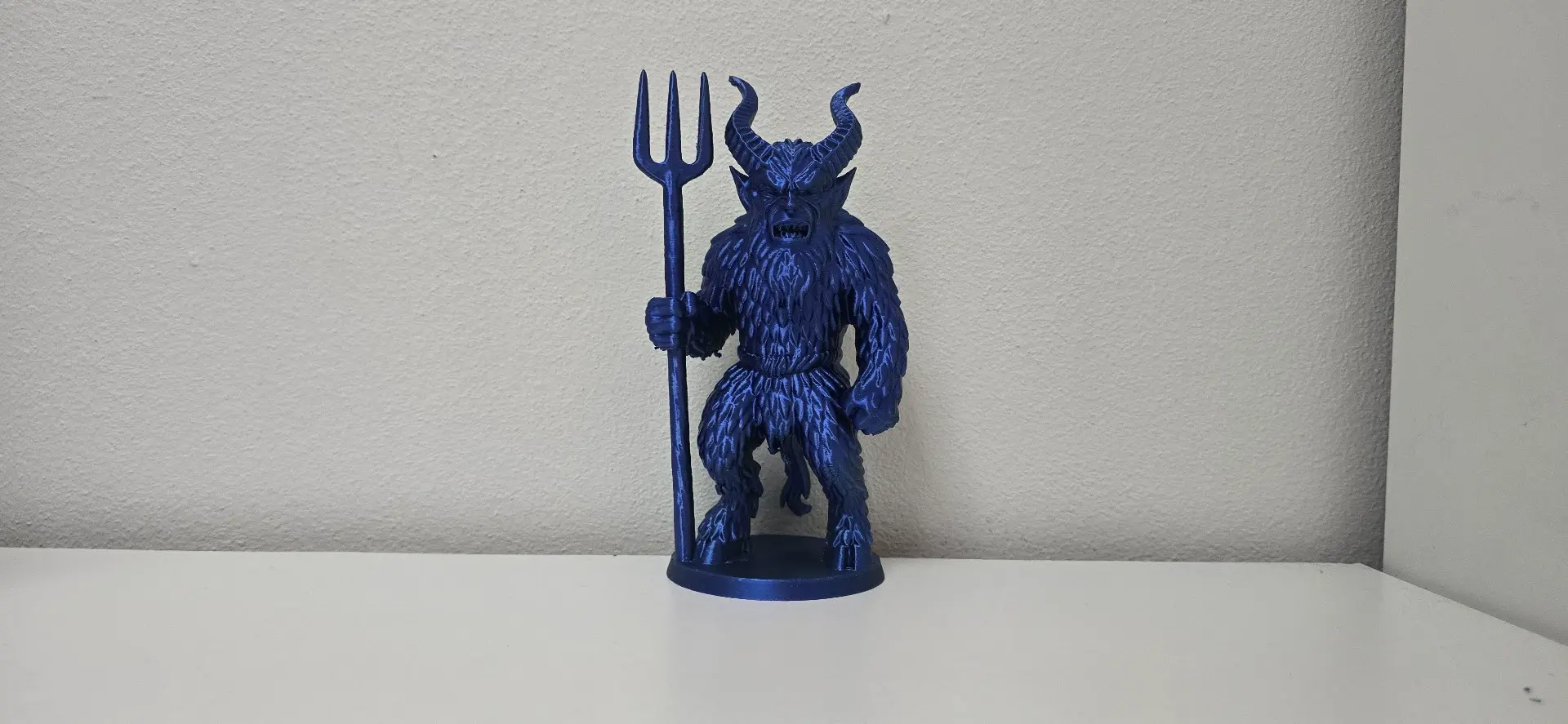 Furry Krampus with Trident Holiday Figure