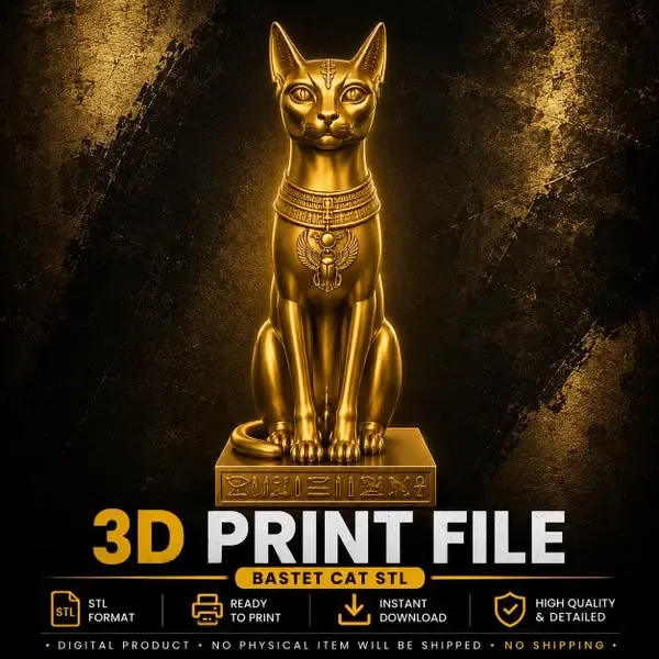 Bastet Cat STL – Egyptian Goddess Statue
