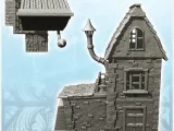 Medieval house with entrance under porch, two-storey terrace-3