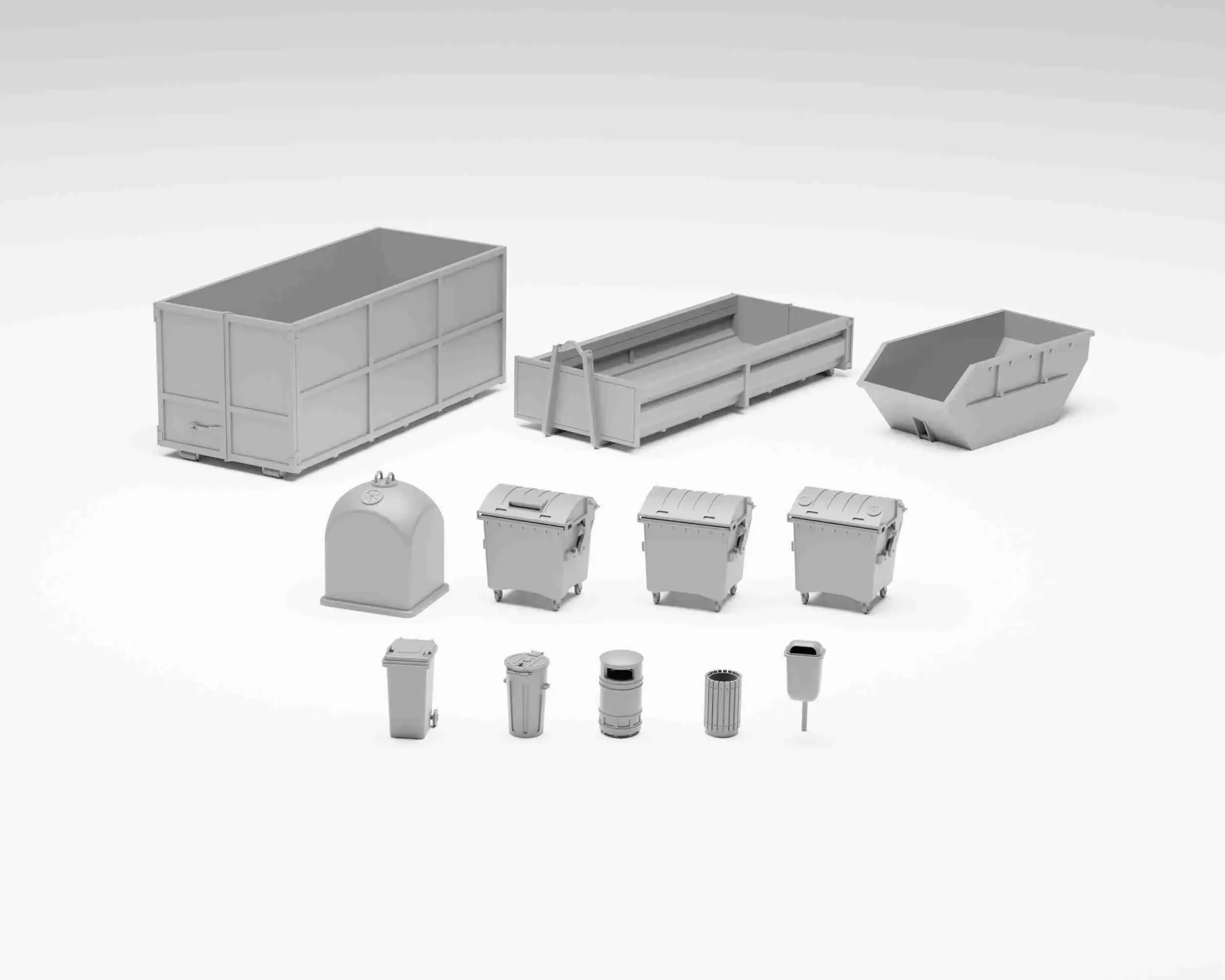 Garbage Pack - set of 13 containers and bins H0 scale