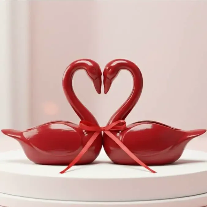 Tied by Love - Red Swan Couple Figurine