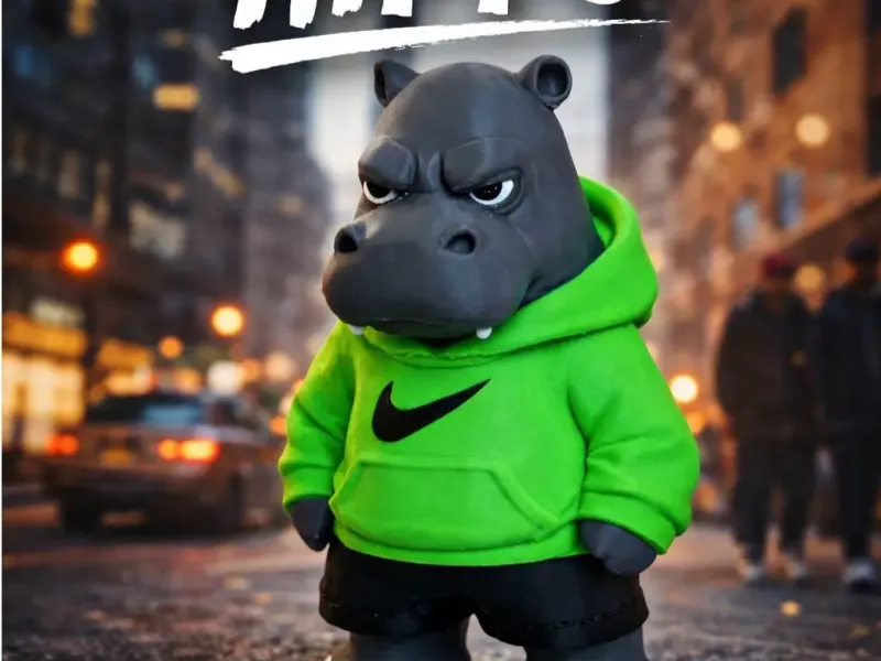 Hippo in Nike hoodie