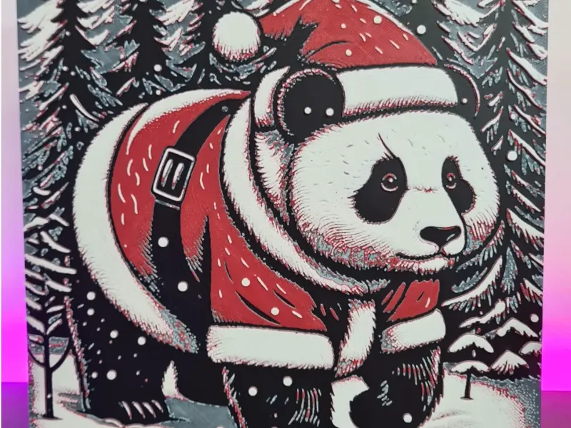 Panda Red Christmas Hueforge