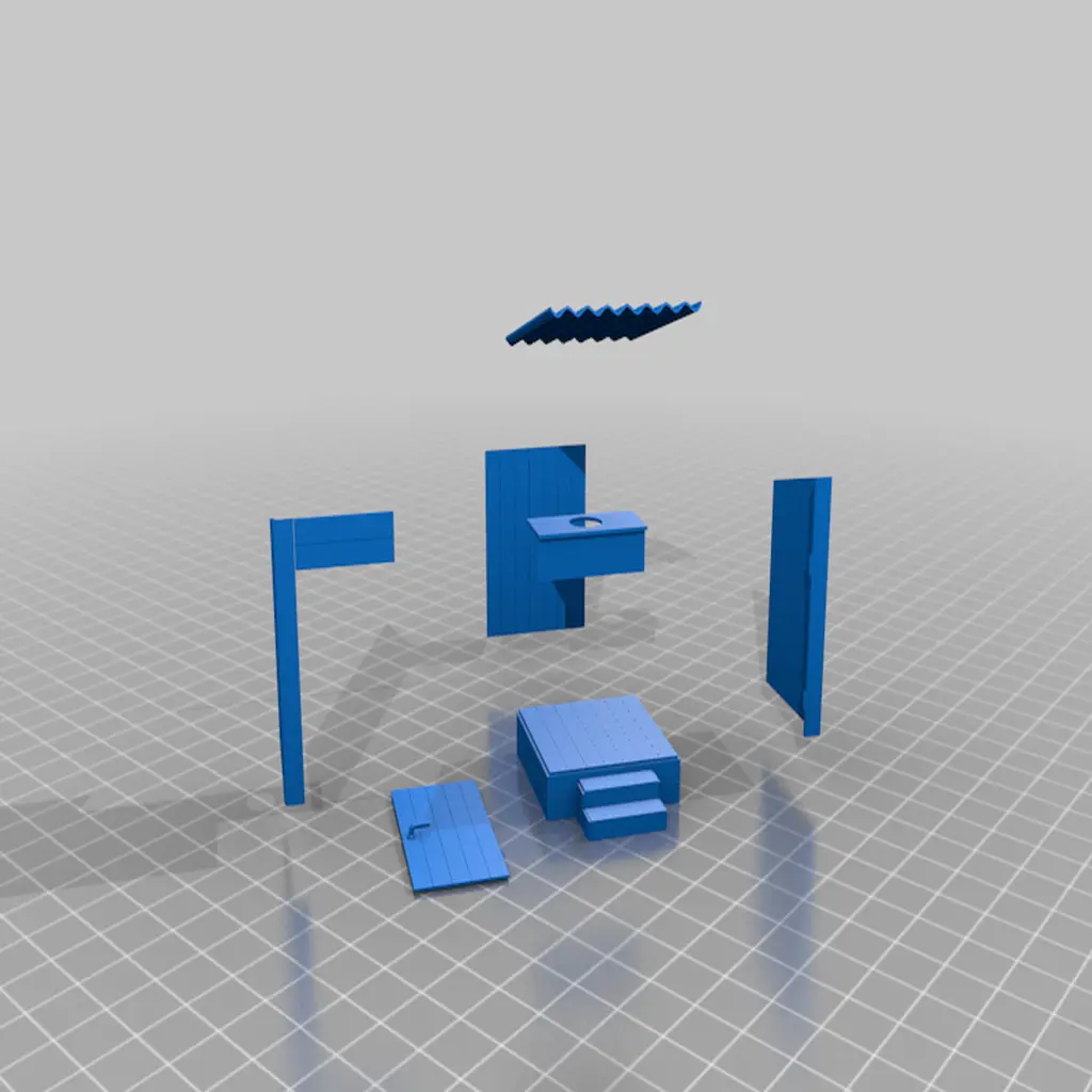 Free Props & Terrain STL Download - outhouse - exploded - terrainby SMT_M 🦊