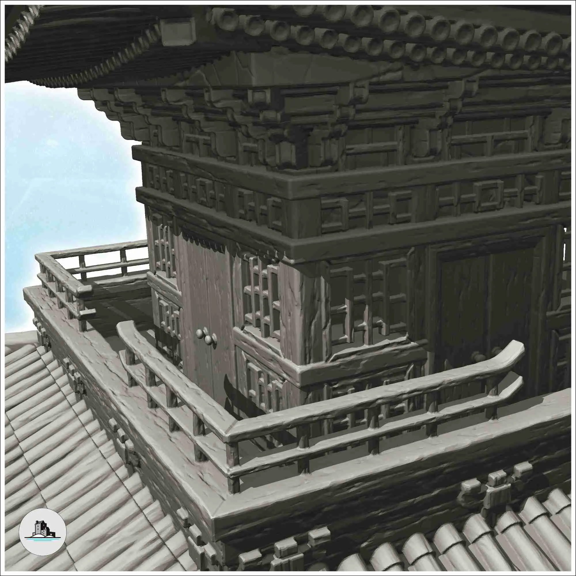 Gran pagoda asiática con plataforma de madera (40) - Japón China Kor