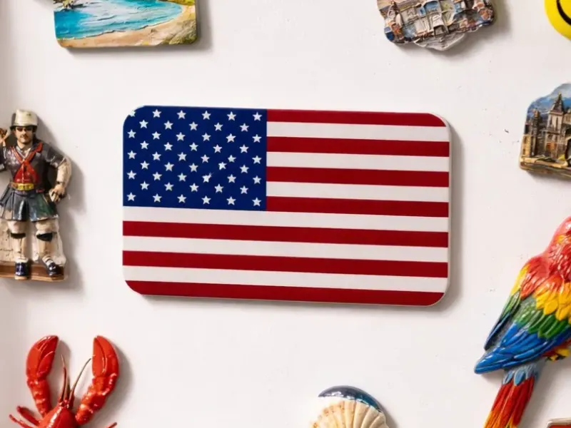 Refrigerator magnet of the EUA flag