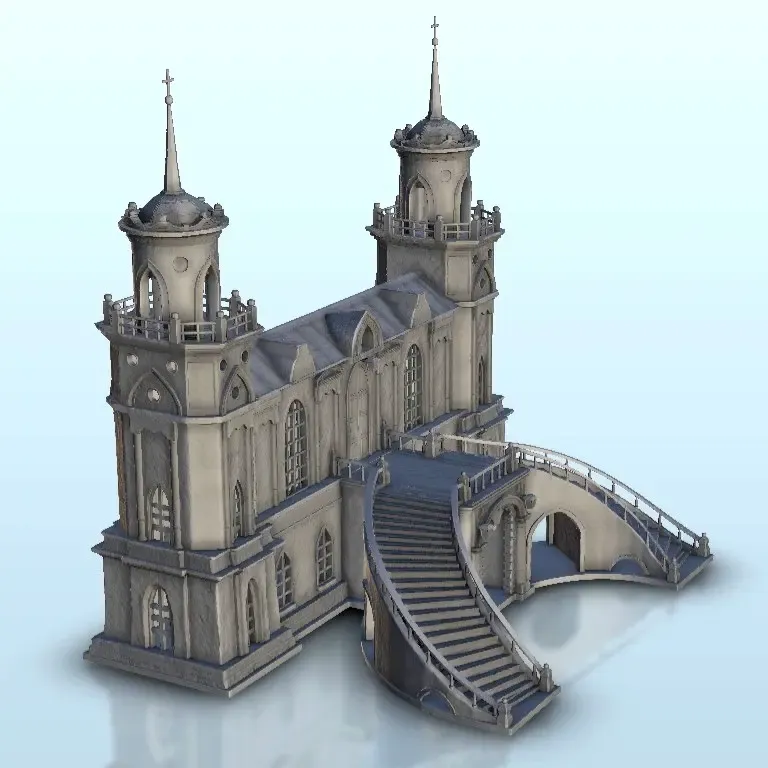Baroque palace with large stair - terrain WW2 scenery mini