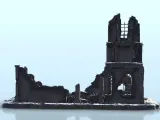 Ruined building with tower 20 - WW2 Terrain scenery diaroma-5