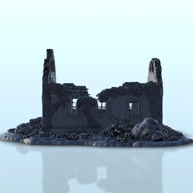 Ruined building 8 - WW2 Terrain scenery diaroma