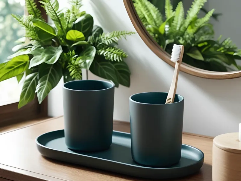 Decorative Toothbrush Holder Set with Tray
