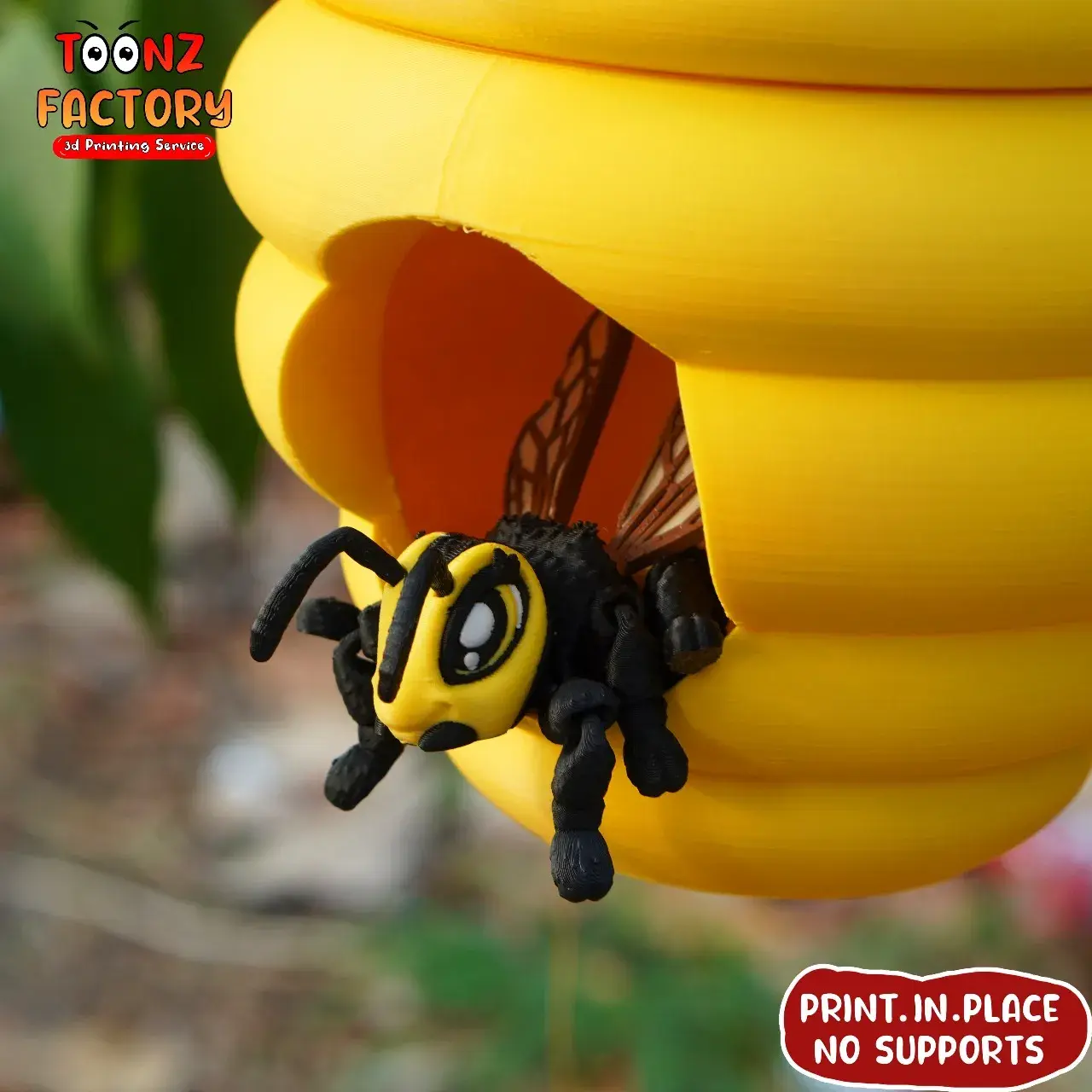 Print In Place Cute Flexi Bee & Beehive