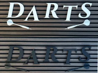 DARTS 3D Schriftzug Cinzel Kursiv Wanddeko für Dart spieler
