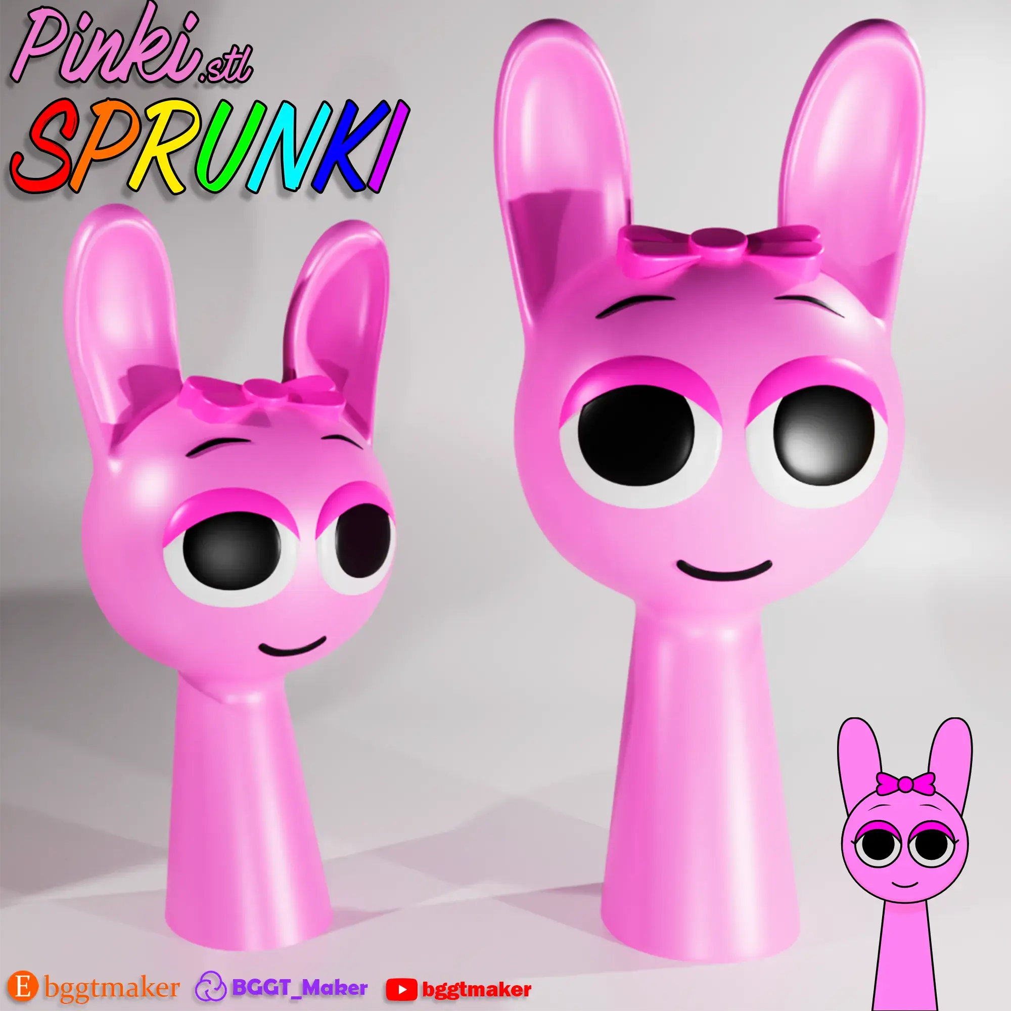 PINKI SPRUNKI INCREDIBOX PINK | Sprunki 3D Model STL Fan Art
