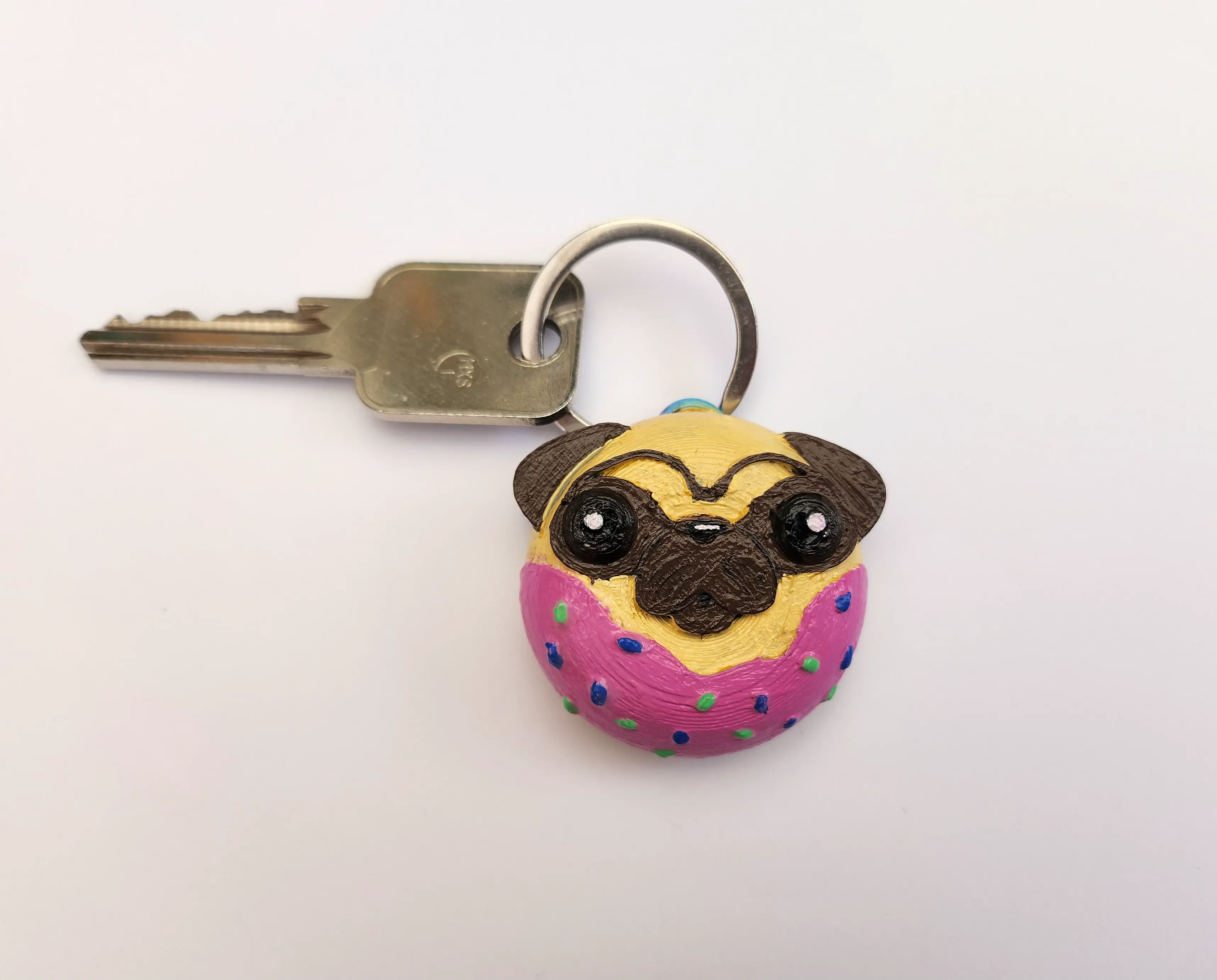 schlüsselanhänger - Hund - Mops - Anhänger - Schnelldruck 