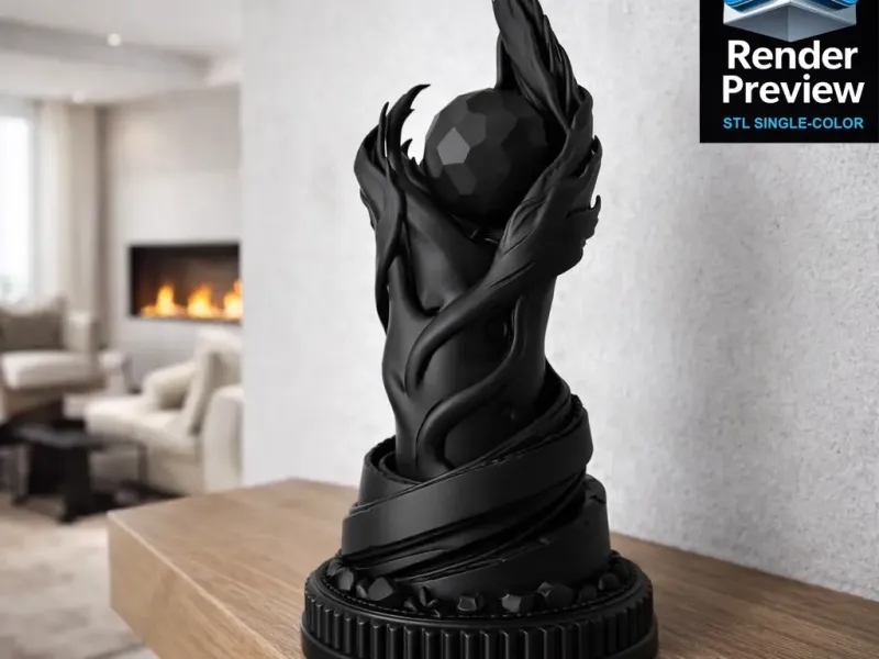 Abstract Organic Sculpture with Sphere – Single-Color STL