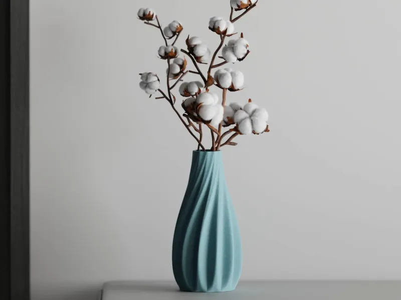Vase mit glatten, geschwungenen Rippen
