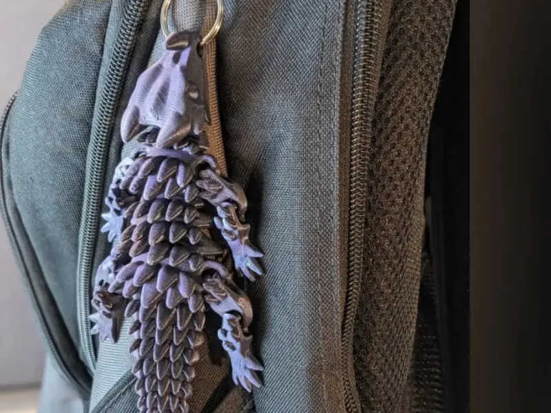 3-D printed dragon keychain