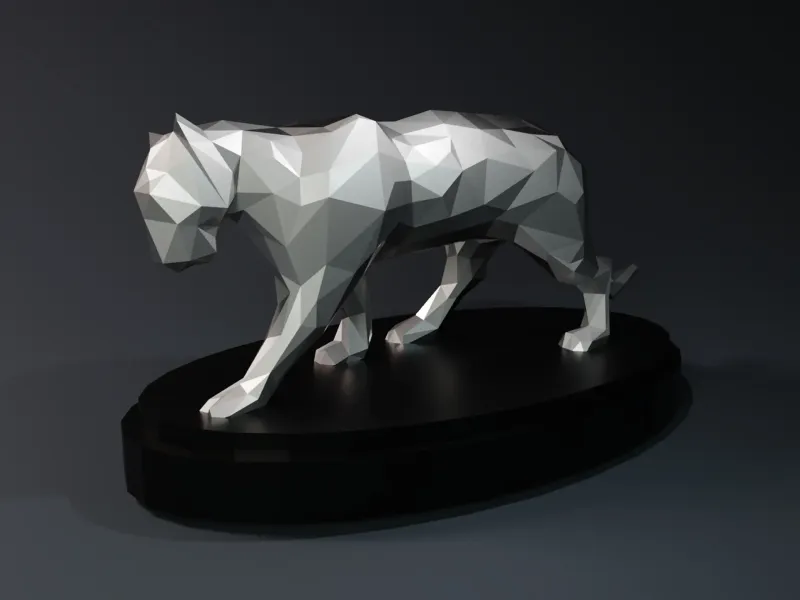 Low Poly Panther Statue