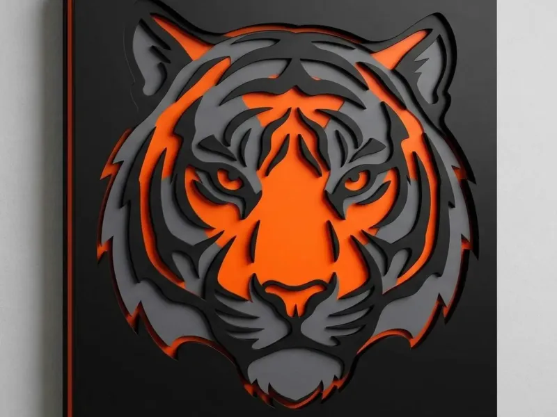 Layered Tiger Face Tri-Color Wall Art