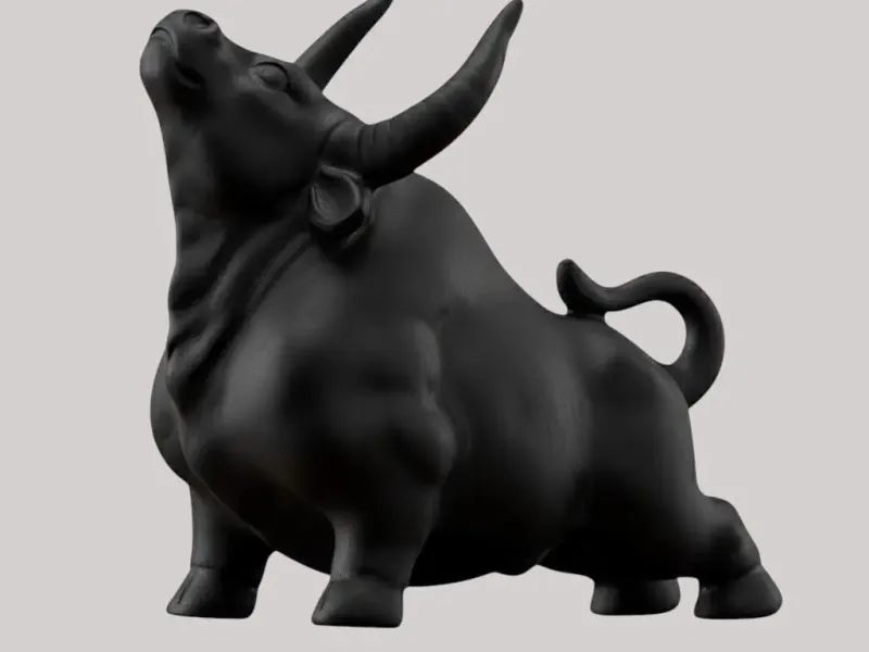 Estátua minimalista de touro - Escultura geométrica para dec