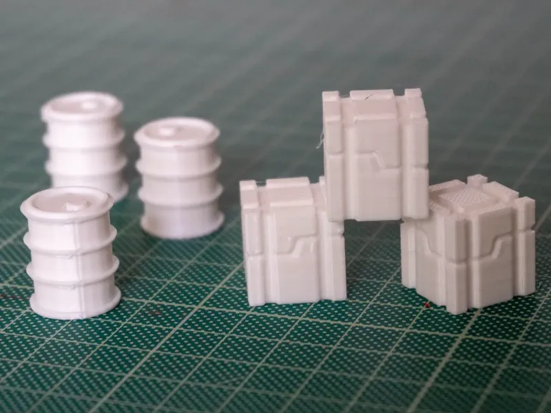 Sci-Fi Barrels and Crates wargame scenery