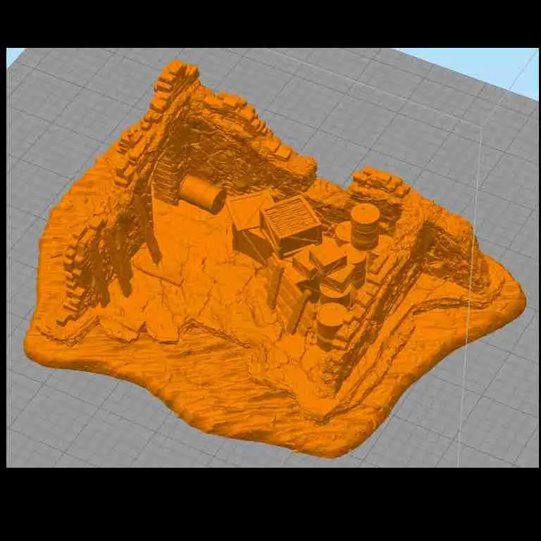 Desert ruins with weapons cache - miniatures scenery modern